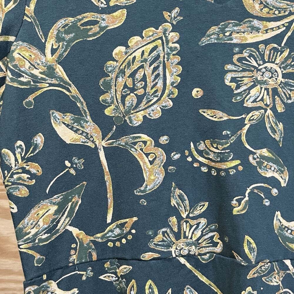 Pact Women's Teal Floral Midi Dress with Cream Print - Picture 8 of 12